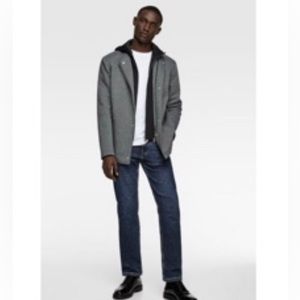 Zara Fall Coat Hooded Zip Front Striped Men Size Small